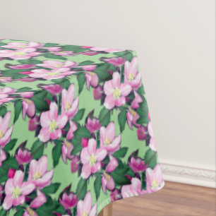 Toalha De Mesa Flores de Maçã em Verde Claro