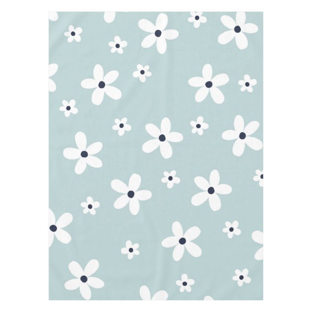 Toalha De Mesa Flores de Margarida Branca de Verão Boho (Frente)