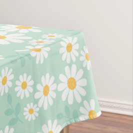 Toalha De Mesa Flores de Margarida Brancas Elegantes Páscoa Azul
