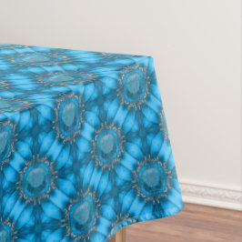 Toalha De Mesa Flores de Metal Azul Teal com Padrão de Gems