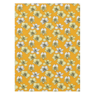 Toalha De Mesa Flores de orquídea amarelas e brancas