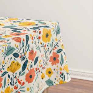 Toalha De Mesa Flores De Pintar Mão Coloridas