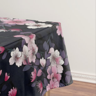 Toalha De Mesa Flores de Sakura Rosa Negra, Design de padrão,