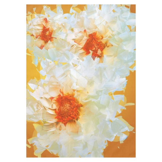 Toalha De Mesa Flores de Tablecloth Cubist Laranja Branco (Frente)