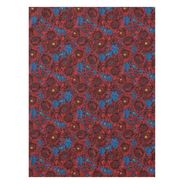 Toalha De Mesa Flores e besouros rola-rosa (Frente)