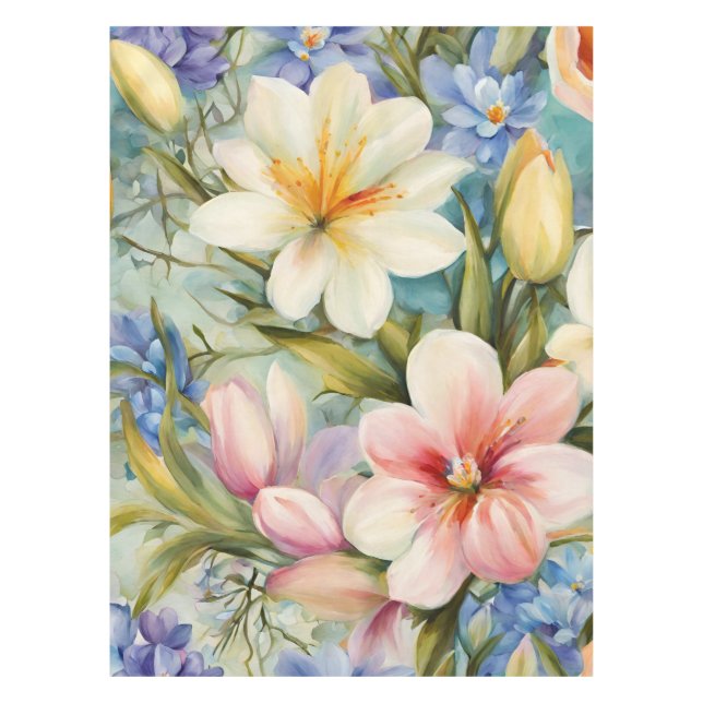 Toalha De Mesa Flores Elegantes De Mola. Pintura (Frente)