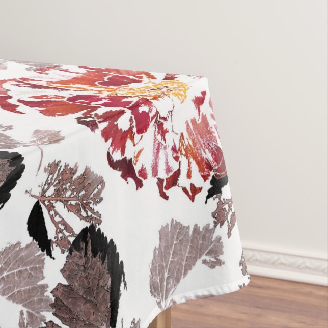 Toalha De Mesa Flores, flores, florais, retroradas, vermelhas e b (Posição Original)