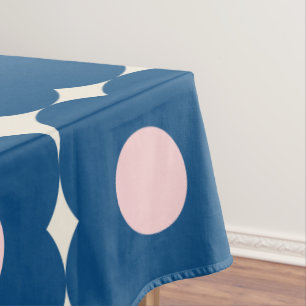 Toalha De Mesa Flores Geométricas Gordas Padrão Azul e Rosa