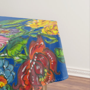 Toalha De Mesa Flores húngaras em azul profundo