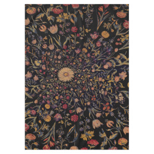 Toalha De Mesa Flores Medievais em Preto