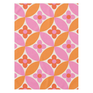 Toalha De Mesa Flores nos círculos cor de laranja cor-de-rosa do