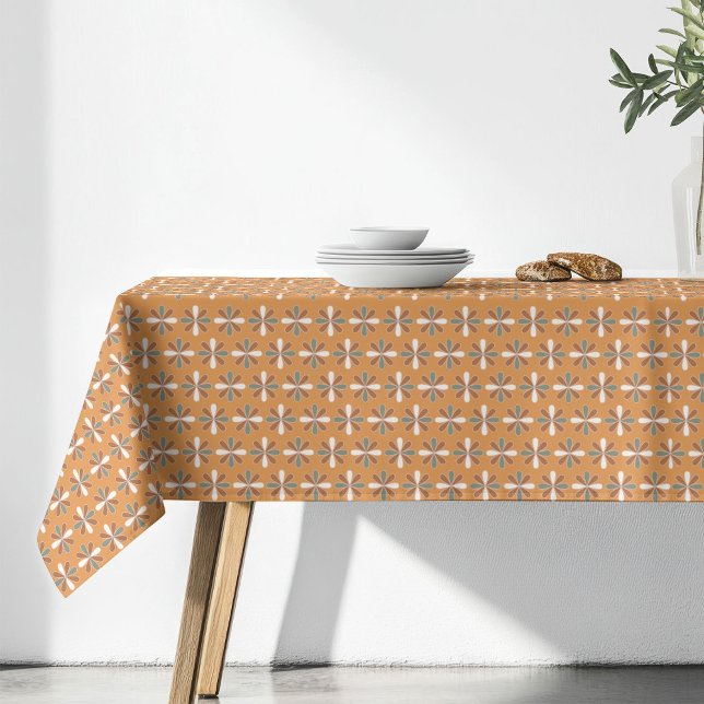 Toalha de Mesa Flores Retrô Estilo Terracota Marro (Retro Flowers Tablecloth Brown Terracotta Style)