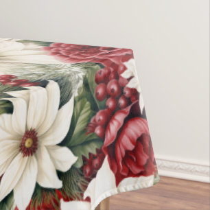 Toalha De Mesa Flores Russas de Natal Vintage deixam padrão