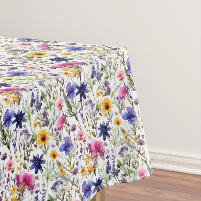 Toalha De Mesa Flores Silvestres Floral Rosa Roxo (Posição Original)