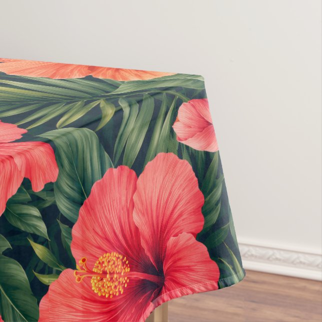 Toalha De Mesa Flores Vibrantes de Hibisco Tropical (Posição Original)