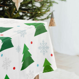 Toalha De Mesa Floresta de árvores de Natal, flocos de neve e pon