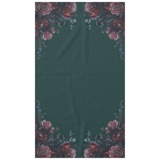Toalha De Mesa Floresta Escura Verde Casamento Elegante Maroon Ma (Frente)