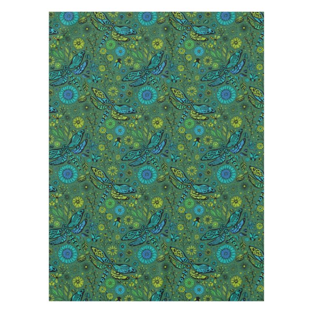 Toalha De Mesa Fly, fly dragonfly on emerald green (Frente)