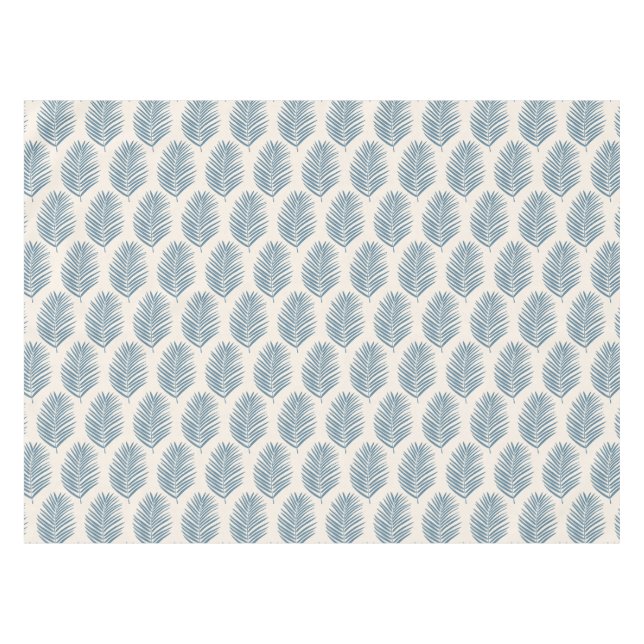 Toalha De Mesa Folha de Palmeira Azul e Creme (Frente (Horizontal))