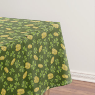 Toalha De Mesa Folha do trevo & teste padrão da moeda Dourado