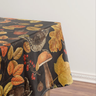 Toalha De Mesa Folhas, bagas, cogumelos e wrenes de outono