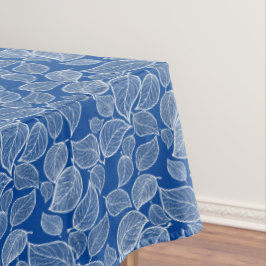 Toalha De Mesa Folhas brancas na Tablecloth Azul