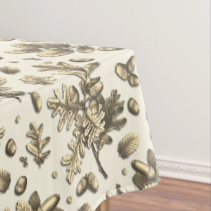 Toalha De Mesa Folhas de Carvalho Castanho Dourado Vintage em Bei