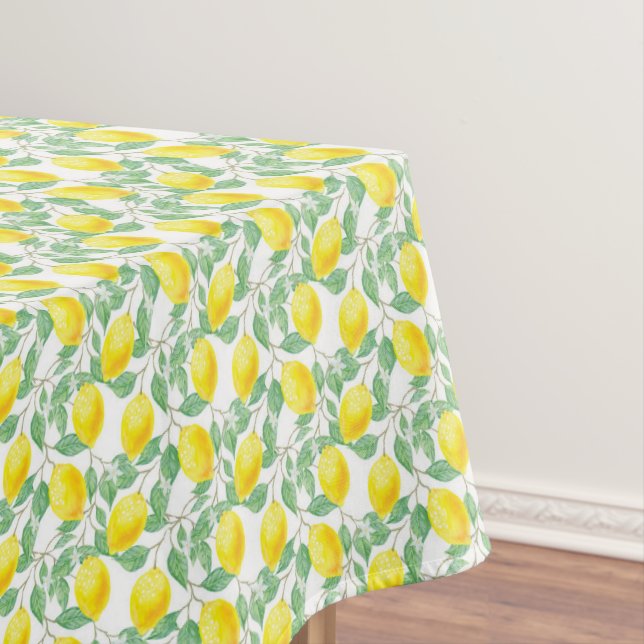 Toalha De Mesa Folhas de limão aguadas casamento branco (Posição Original)