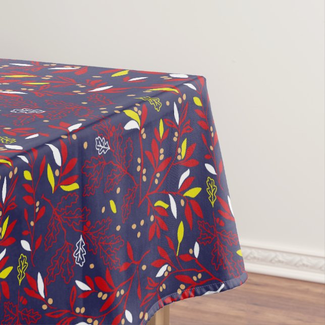 Toalha De Mesa Folhas de Outono Botânicas Douradas Vermelhas (Posição Original)