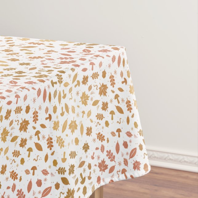Toalha De Mesa Folhas de outono, cogumelos, inseto (Posição Original)