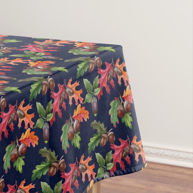 Toalha De Mesa Folhas de outono e teste padrão da bolota no azul (Posição Original)