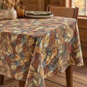 Toalha De Mesa Folhas de Outono em Vidro Manchado Elegante - Outo