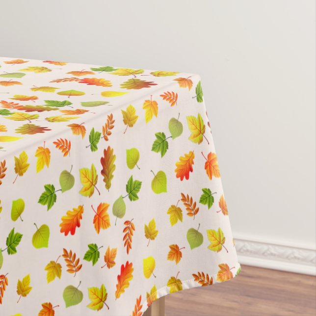 Toalha De Mesa Folhas de Outono Lindas em Bege Claro (Posição Original)
