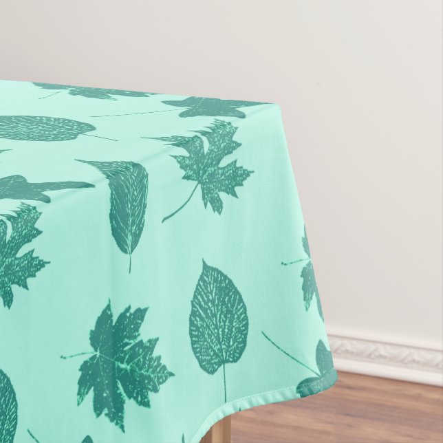 Toalha De Mesa Folhas de outono - turquesa e aqua (Posição Original)