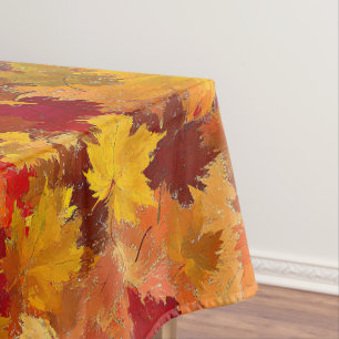 Toalha De Mesa Folhas de Quebra de Aquarela - Padrão de outono de