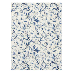 Toalha De Mesa Folhas de salsa azul Elegante - Fundo branco (2)
