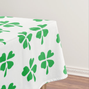 Toalha De Mesa Folhas de trevo verde padrão em branco