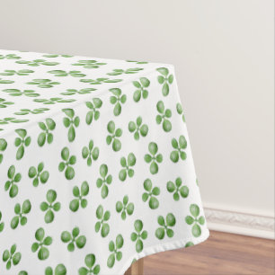 Toalha De Mesa Folhas Suculentas Verdes Amigáveis em Branco