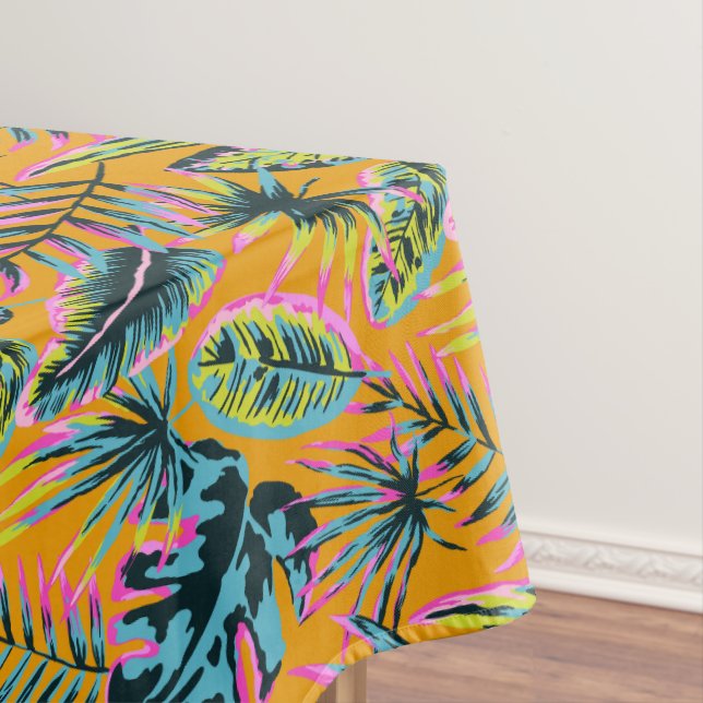 Toalha De Mesa Folhas Tropicais Havaianas E Plantas Padrão-Impres (Posição Original)