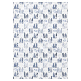 Toalha De Mesa Forma azul e branca Toile Biedermeier do vintage