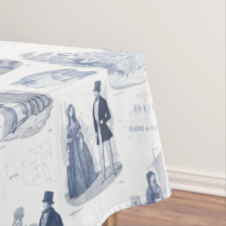 Toalha De Mesa Forma azul e branca Toile Biedermeier do vintage