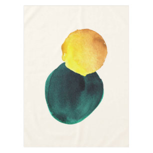 Toalha De Mesa Forma Orgânica Abstrato Watercolor Amarelo Verde