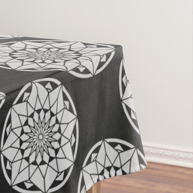 Toalha De Mesa Formigueiro de Star Mandala preto e branco (Posição Original)