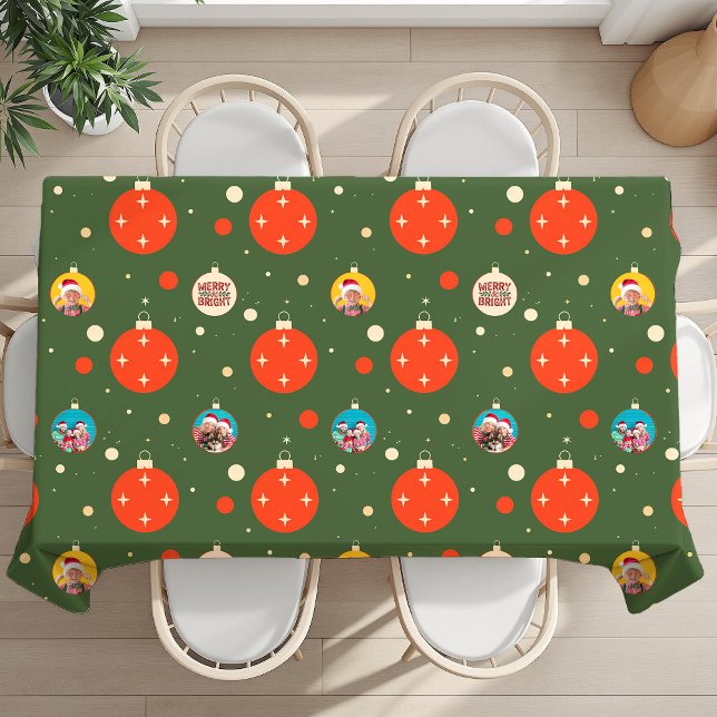 Toalha De Mesa Foto de Natal feliz e brilhante (Custom Merry and Bright Christmas Photo Tablecloth)