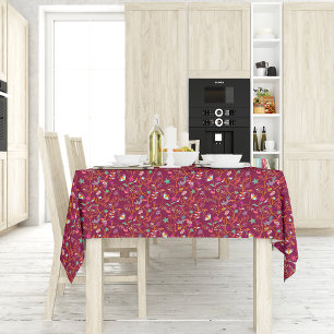 Toalha De Mesa Frações de Flor de Boho Vermelho de Framboesa