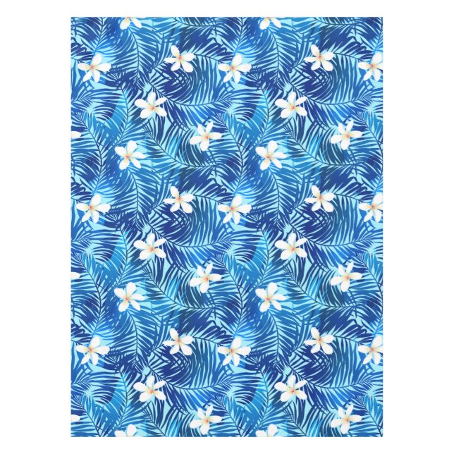 Toalha De Mesa Frangipani e folha de palma azul (Frente)