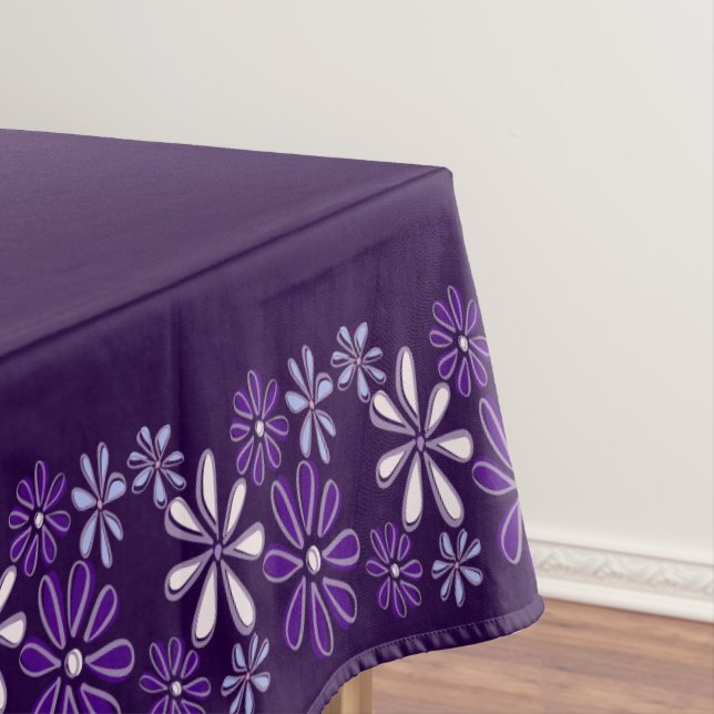 Toalha De Mesa Fronteira de Flor Roxa Escura Rabiscada (Posição Original)
