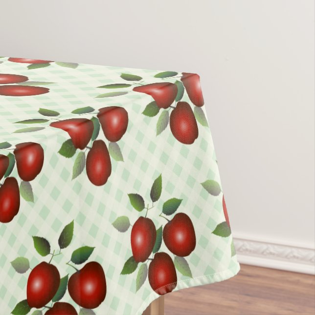 Toalha De Mesa Fruta de Maçãs Vermelhas Gingham (Posição Original)