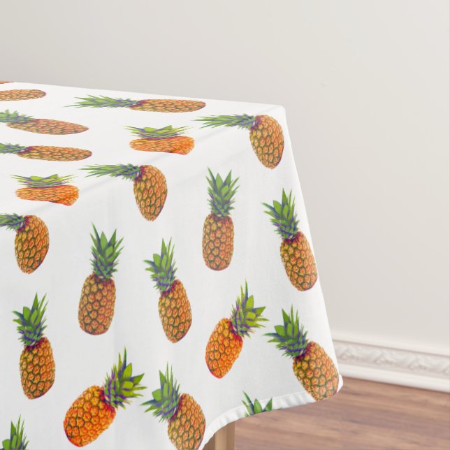 Toalha De Mesa Frutas de abacaxi em Tablecloth Branca (Posição Original)
