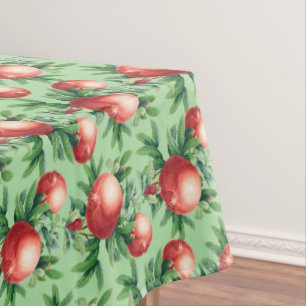 Toalha De Mesa Frutas de romã vermelha e folhas verdes